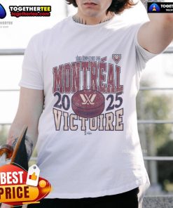 Alt Text: Montreal Victoire Adult Stadium Essentials T-Shirt for Playoffs, featuring bold city revolution design in urban style.