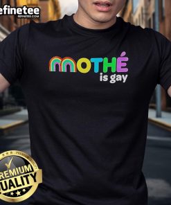 Official Moth Is Gay Rainbow T-Shirt featuring vibrant colors and a bold message celebrating LGBTQ+ pride and identity.
