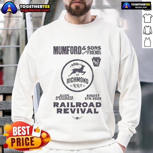 Official Mumford and Sons 2025 Railroad Revival Tour sweatshirt from their concert in Richmond, VA at Allianz Amphitheatre.