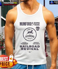 Official Mumford and Sons 2025 Railroad Revival Tour tank top in Richmond, VA at Allianz Amphitheatre.