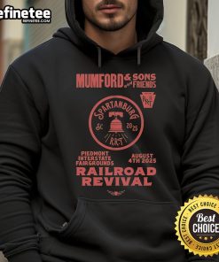 Official Mumford and Sons 2025 Railroad Revival Tour hoodie from Spartanburg, SC at Piedmont Fairgrounds.