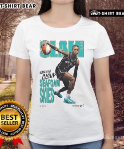 Official Natasha Cloud Slam Seafoam Skies Ladies Tee featuring vibrant colors and stylish design for sports fans.