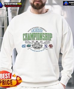 2025 NCAA Division I Women's Lacrosse Championship sweatshirt featuring 'The Fastest Game On Two Feet' slogan.