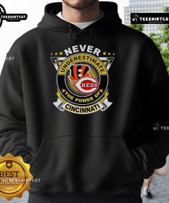Official Never Underestimate The Power Of Cincinnati Sports Hoodie for fans, showcasing team spirit and style.