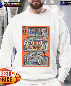 Official New York Knicks Game Day Series 2025 ECF Campaign NBA sweatshirt featuring team colors and logo.