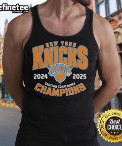 Official New York Knicks 2025 Eastern Conference Champions tank top featuring team logo and vibrant colors.