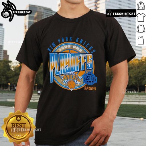 Official New York Knicks Basketball 2025 Playoffs Game Day T-Shirt featuring team logo and vibrant colors for fans.