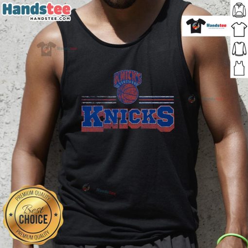 Official New York Knicks fan banner tank top featuring team colors and logo, perfect for game day and sports events.