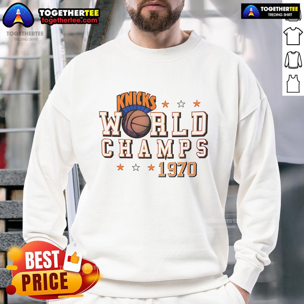 Official New York Knicks World Champs 1970 Sweatshirt Alt Text: Official New York Knicks World Champs 1970 sweatshirt featuring team logo and vintage design for fans and collectors.