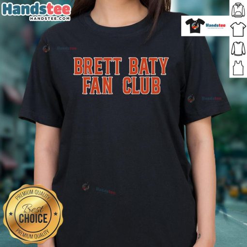 Official New York Mets Brett Baty Fan Club ladies tee featuring vibrant team colors and stylish design for female fans.