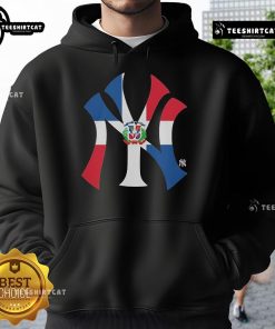 Alt Text: Official New York Yankees Dominican Republic flag logo hoodie showcasing team spirit and cultural pride.