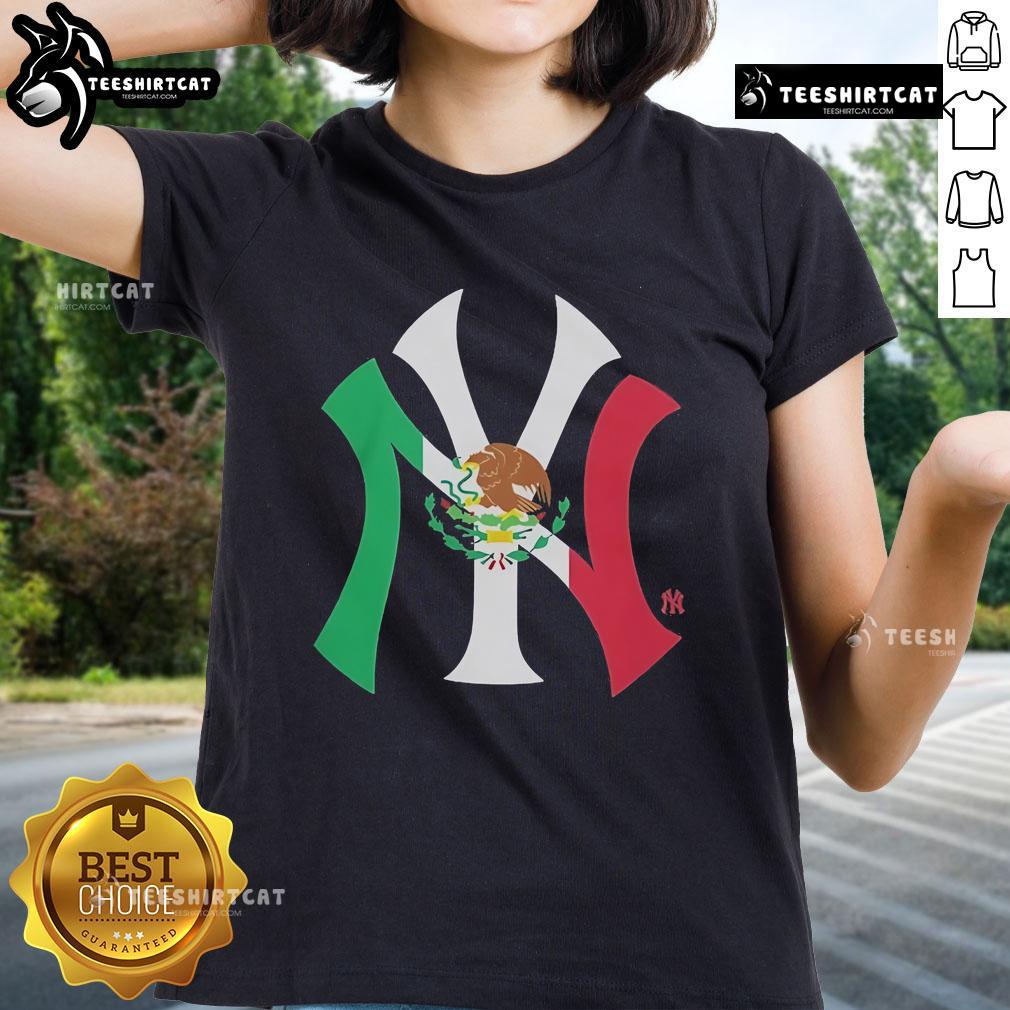 Official New York Yankees Mexican Flag Logo Ladies Tee Official New York Yankees Mexican Flag Logo Ladies Tee featuring vibrant colors and stylish design for fans.