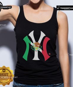 Alt Text: Official New York Yankees Mexican Flag Logo Tank Top featuring a vibrant design, perfect for baseball fans and summer wear.