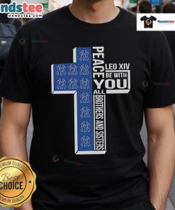 Official New York Yankees 'Peace You Leo XIV' T-shirt for brothers and sisters, featuring iconic Yankees logo.