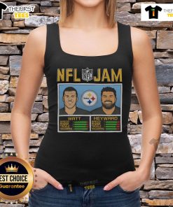 Official NFL Jam Steelers tank top featuring stars T.J. Watt and Cam Heyward, perfect for game day style.