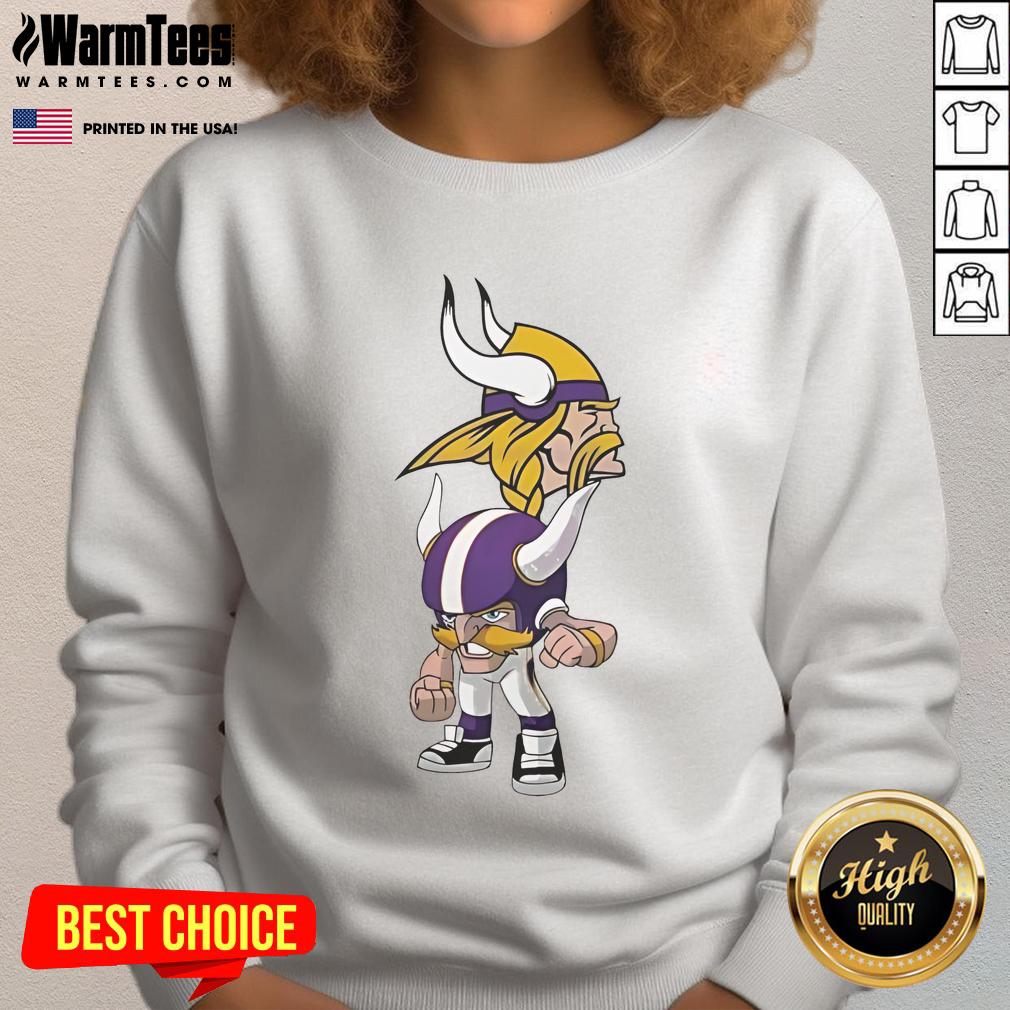 Official Nfl Rush Zone Minnesota Vikings Cartoon Character Sweatshirt Official NFL Rush Zone Minnesota Vikings cartoon character sweatshirt featuring vibrant colors and team logo.