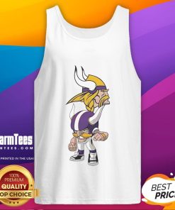 Official NFL Rush Zone Minnesota Vikings cartoon character tank top featuring vibrant team colors and fun design.