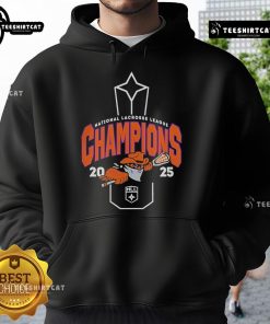 Alt Text: Buffalo Bandits 2025 NLL Cup Champions hoodie, showcasing team colors and logo, perfect for fans of the NLL.