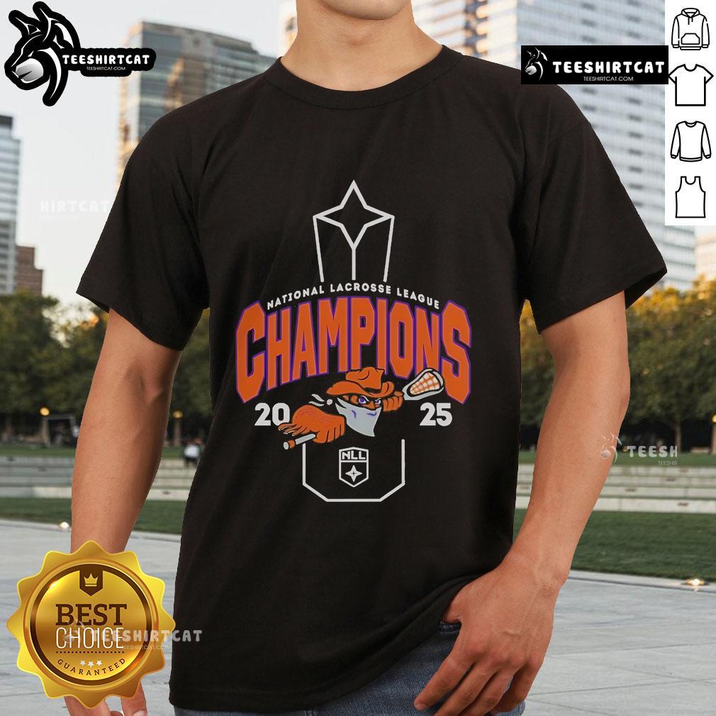 Official Nll Buffalo Bandits 2025 Nll Cup Champions T Shirt Official NLL Buffalo Bandits 2025 NLL Cup Champions T-Shirt featuring team logo and celebratory graphics.