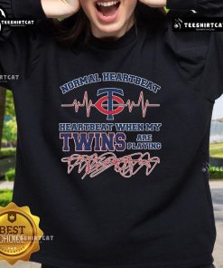 Official Minnesota Twins sweatshirt featuring a heartbeat design for fans during games.