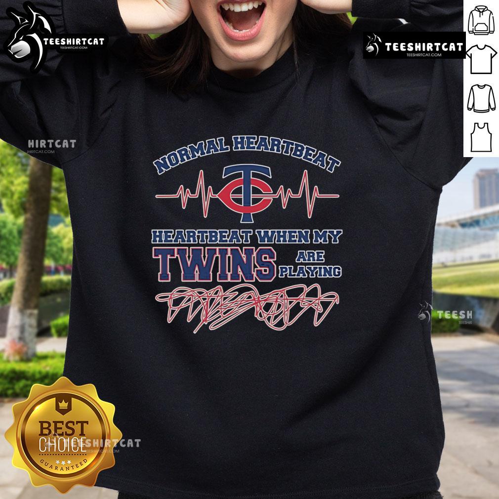 Official Normal Heartbeat Heartbeart When My Minnesota Twins Are Playing Sweatshirt Official Minnesota Twins sweatshirt featuring a heartbeat design for fans during games.