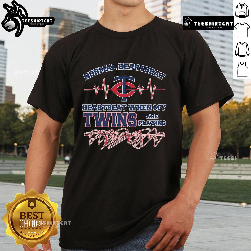 Official Normal Heartbeat Heartbeart When My Minnesota Twins Are Playing T-Shirt Official Normal Heartbeat T-Shirt featuring 'Heartbeat When My Minnesota Twins Are Playing' design for baseball fans.