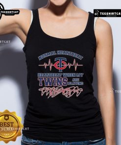 Official Normal Heartbeat tank top featuring Minnesota Twins logo, perfect for fans during game day.