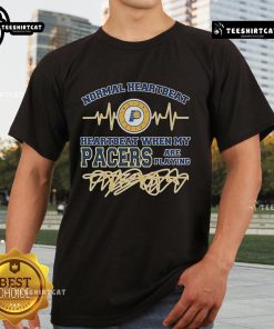 Official Normal Heartbeat t-shirt for Indiana Pacers fans, showcasing team spirit and love for basketball during games.