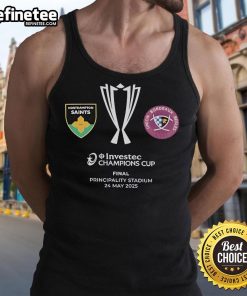 Official Northampton Saints vs Union Bordeaux Begles 2025 Champions Final teams tank top featuring team logos.