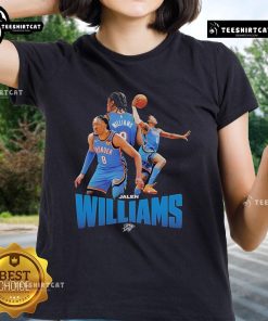 Alt Text: Official OKC Thunder Jalen Williams NBA Ladies Tee featuring team colors and logo for female fans.