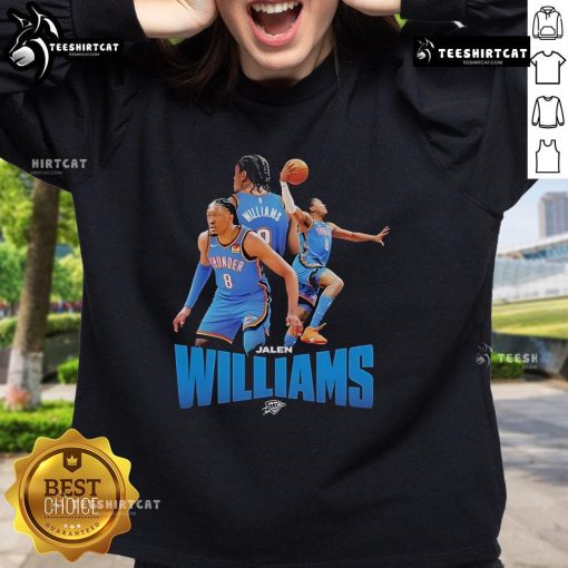 Official OKC Thunder Jalen Williams NBA sweatshirt featuring team colors and logo, perfect for fans and casual wear.