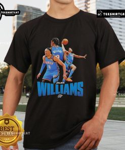 Official OKC Thunder Jalen Williams NBA T-Shirt featuring team colors and player graphics, perfect for fans.