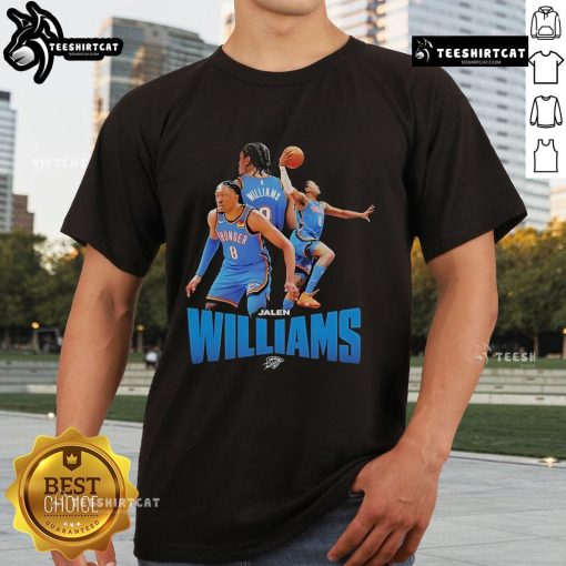 Official OKC Thunder Jalen Williams NBA T-Shirt featuring team colors and player graphics, perfect for fans.