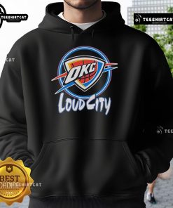 Official OKC Thunder Neon Loud City Hoodie showcasing vibrant colors and team logo, perfect for fans and casual wear.