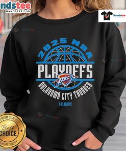 Official Oklahoma City Thunder 2025 NBA Playoffs Game Time Sweatshirt featuring team logo and vibrant colors.