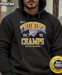 Alt Text: Official Oklahoma City Thunder NBA Finals 2024-2025 Pride Hoodie for Western Conference Champions, stylish and comfortable.