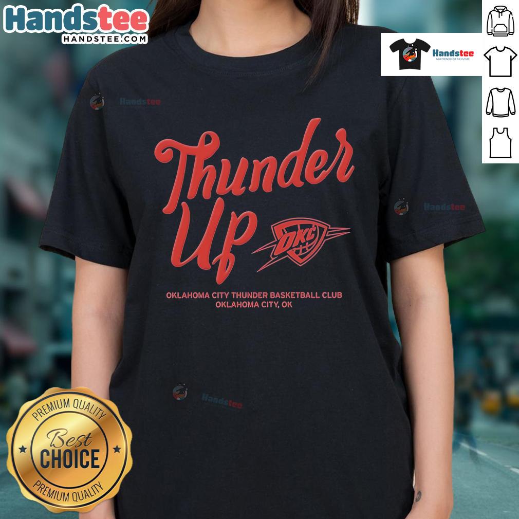 Official Oklahoma City Thunder Thunder Up Urban Ladies Tee Alt Text: Official Oklahoma City Thunder Thunder Up Urban Ladies Tee in vibrant colors, perfect for female fans and casual wear.