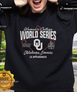 Alt Text: Official Oklahoma Sooners 18 Appearances Women's College World Series Bound 2025 Sweatshirt showcasing team pride.
