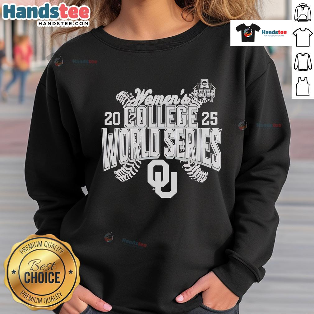 Official Oklahoma Sooners 2025 NCAA Softball Women's College World Series Cut Off Sweatshirt Alt Text: Official Oklahoma Sooners 2025 NCAA Softball Women's College World Series cut-off sweatshirt in crimson color.
