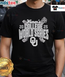 Official Oklahoma Sooners 2025 NCAA Softball Women's College World Series Cut Off T-Shirt featuring team logo and vibrant design.
