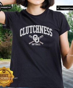 Official Oklahoma Sooners Softball Clutchness Ladies Tee featuring team colors and logo, perfect for fans and athletes.