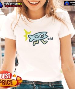 Official Oksuperday Fish Legs Ladies Tee featuring a vibrant fish graphic on a stylish women's t-shirt.