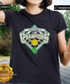 Official Oregon Ducks 2025 Big Ten Softball Regular Season Champions ladies tee showcasing team pride and style.