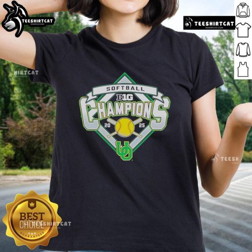 Official Oregon Ducks 2025 Big Ten Softball Regular Season Champions ladies tee showcasing team pride and style.