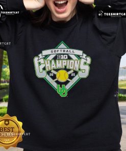 Official Oregon Ducks 2025 Big Ten Softball Regular Season Champions Sweatshirt in green with team logo and championship design.