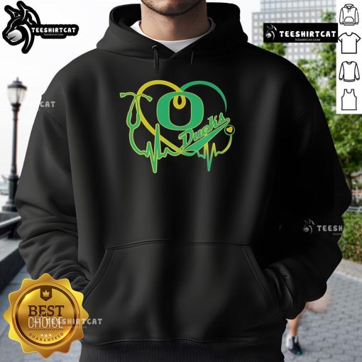 Official Oregon Ducks Caring Heartbeat Nurse Hoodie featuring vibrant team colors and a stylish design for fans.