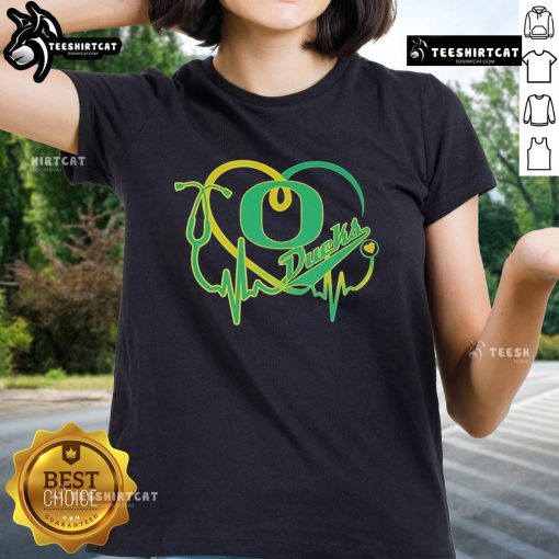 Official Oregon Ducks Caring Heartbeat Nurse Ladies Tee featuring a stylish design for proud Oregon Ducks fans.