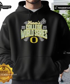Official Oregon Ducks NCAA Softball Women's College World Series 2025 hoodie featuring team logo and vibrant colors.