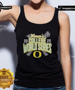 Official Oregon Ducks NCAA Softball Women's College World Series 2025 tank top in green with team logo and design.