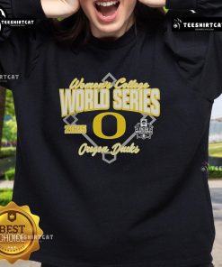 Official Oregon Ducks Softball 2025 NCAA Women's College World Series Bound sweatshirt in green and yellow.